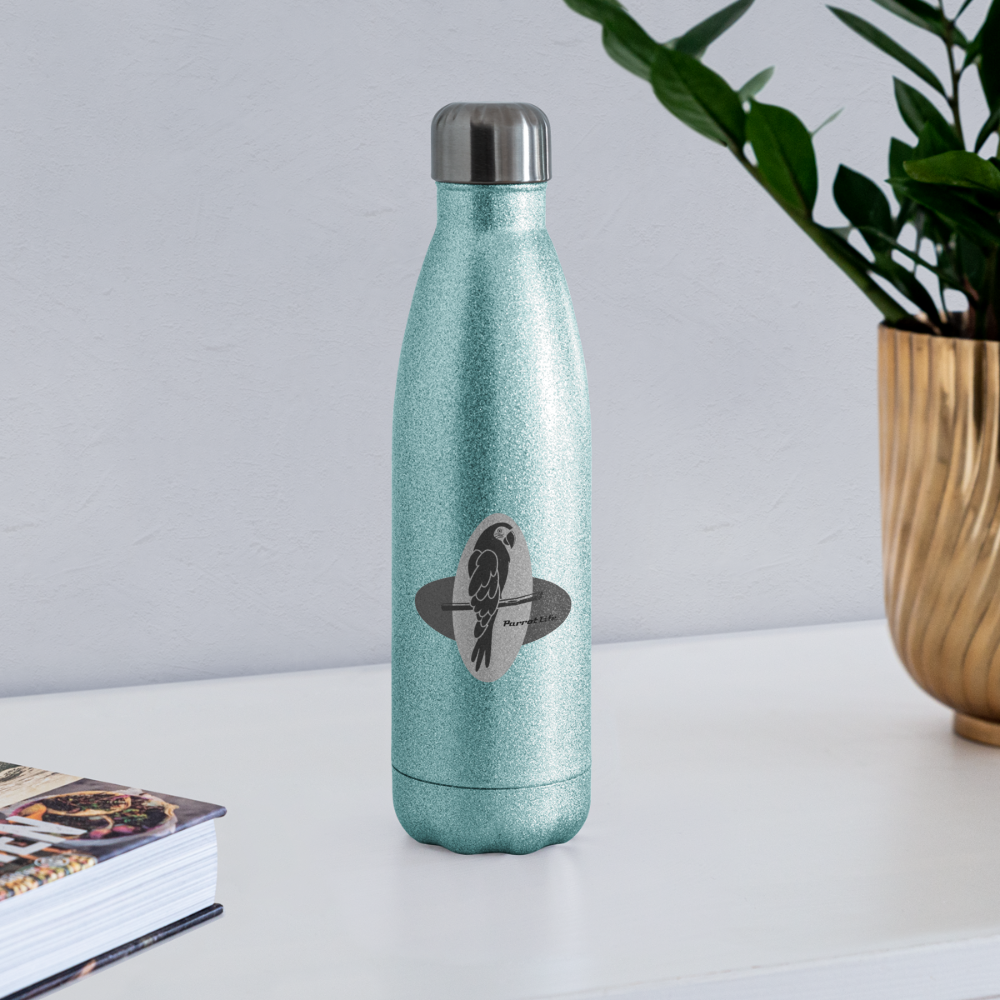 Parrot Life Insulated Stainless Steel Water Bottle - turquoise glitter