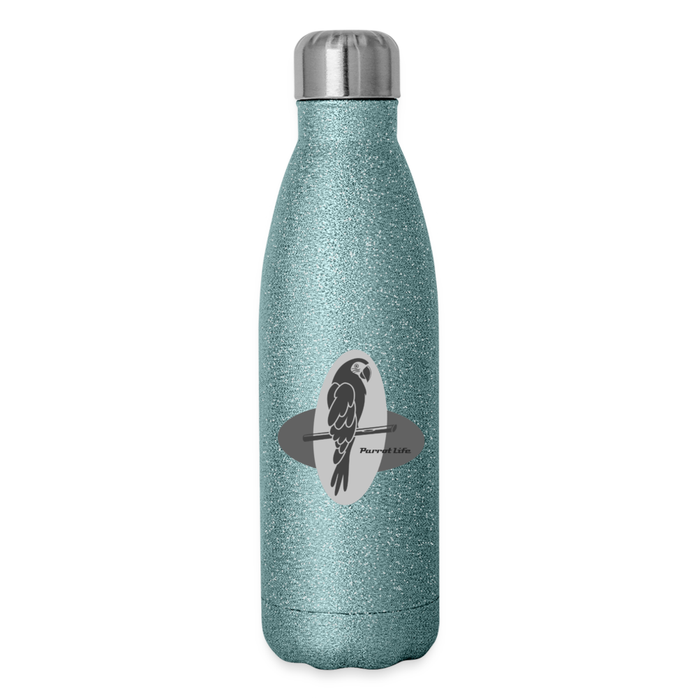 Parrot Life Insulated Stainless Steel Water Bottle - turquoise glitter