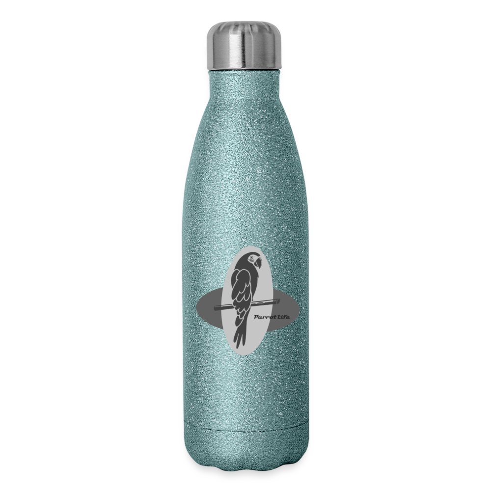 Parrot Life Insulated Stainless Steel Water Bottle - turquoise glitter