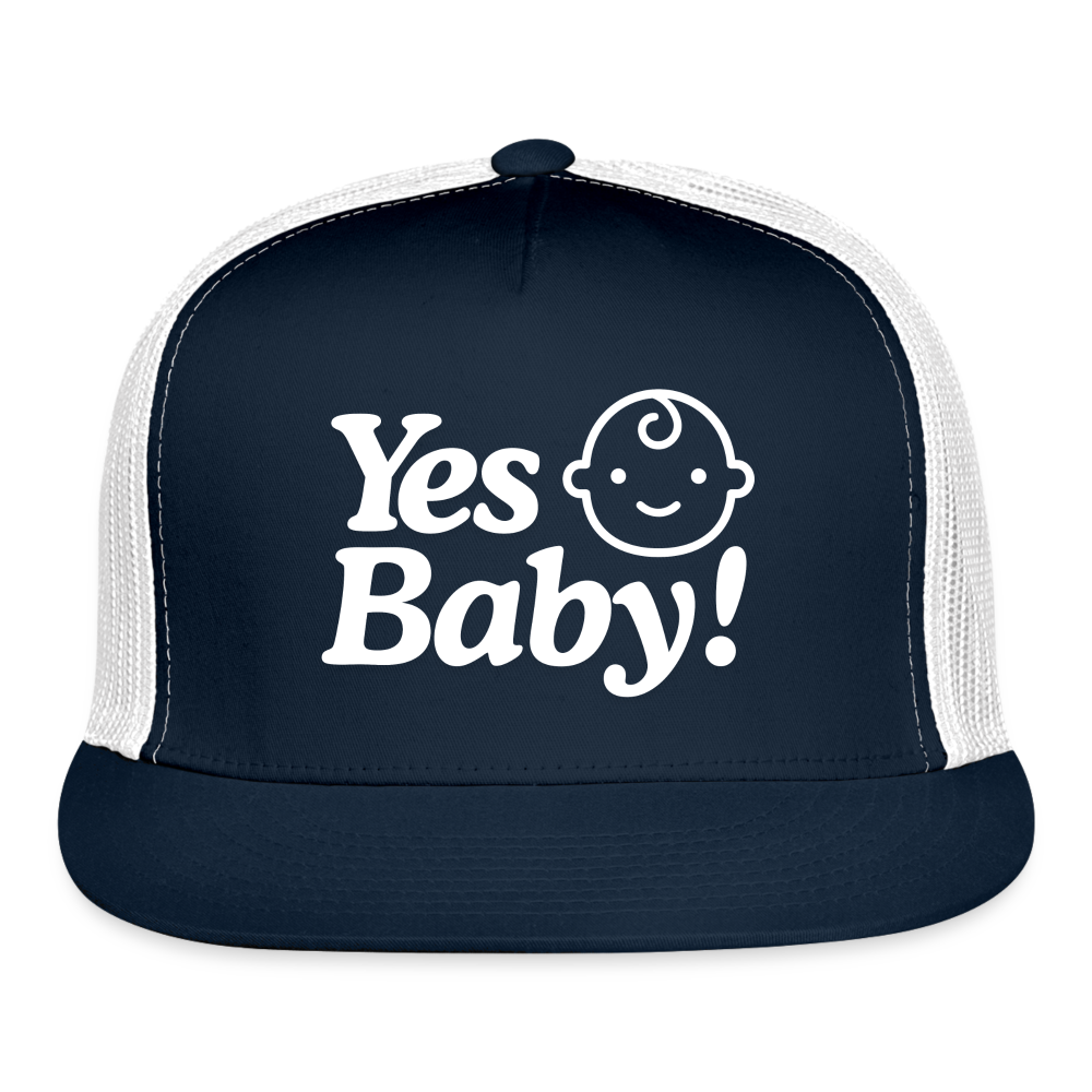 Yes Baby! (w/baby) Riptide Renegade Trucker Cap - navy/white