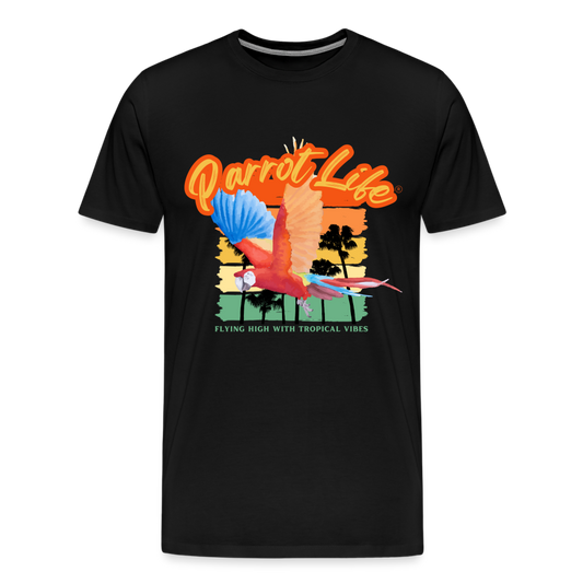 Parrot Life Flying High with Tropical Vibes Mens Premium T-Shirt - black